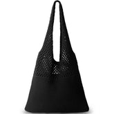 KPX Crochet Tote Bag, Beach Mesh Knitted Bag Large Aesthetic Shoulder Bag Handbags Hollow Hobo Bag for Women Summer, A-black, Style A, A-black